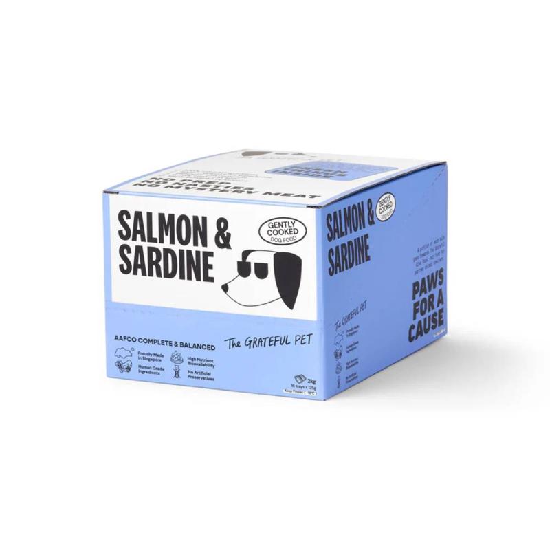 *FROZEN* The Grateful Pet Dog Gently Cooked Salmon & Sardine 2kg (125g x 16)