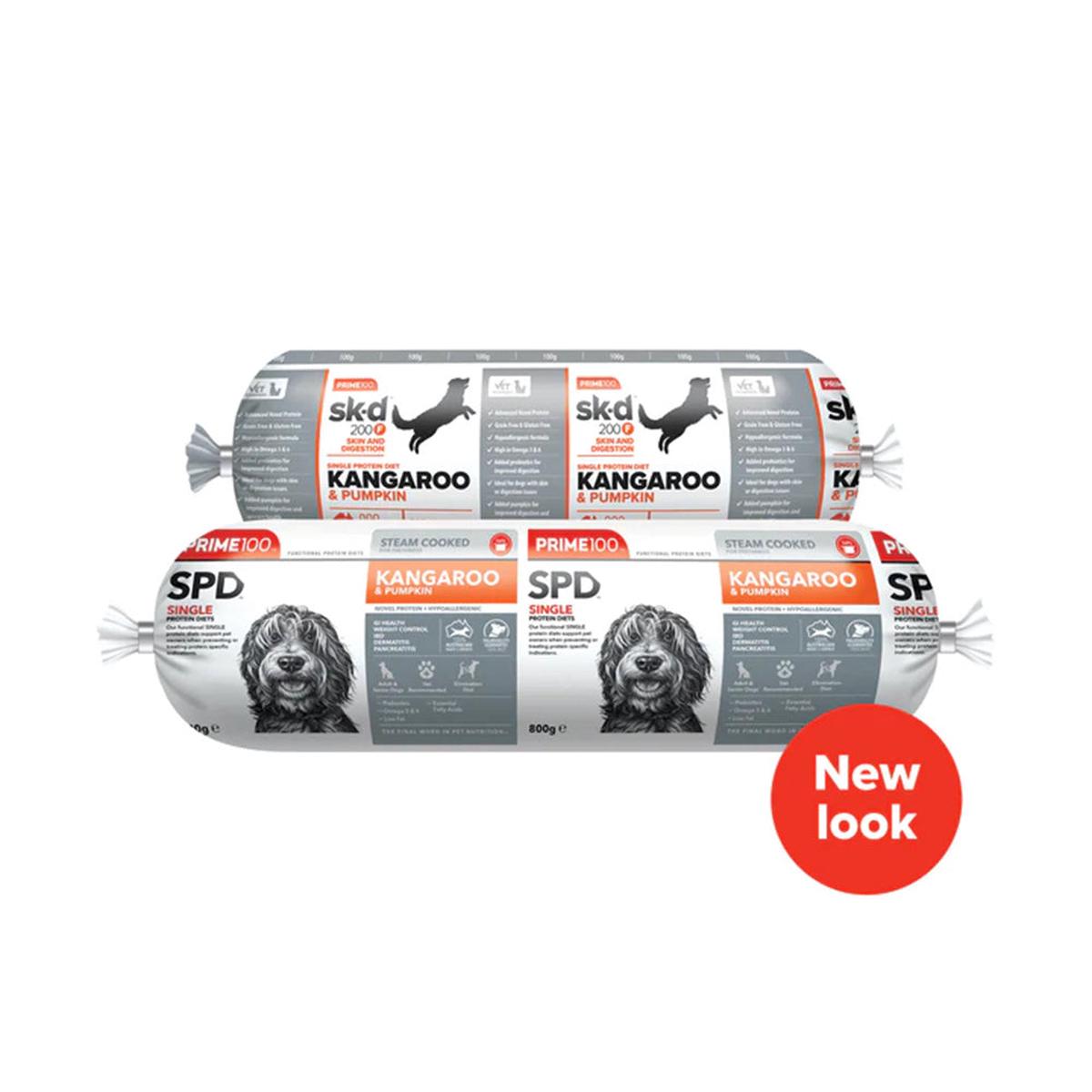*CHILLED* Prime100 Dog SPD - Kangaroo & Pumpkin Cooked Roll 2kg (EXPIRY 20 AUG 2026)