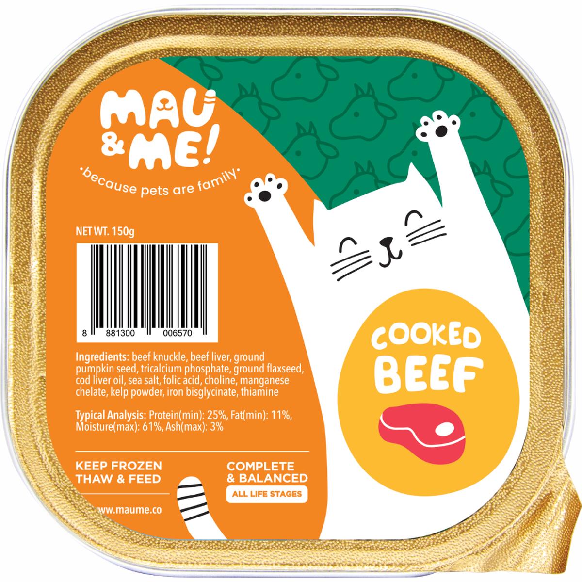 *FROZEN* Mau&Me! Cat Cooked Beef Complete & Balanced 150g