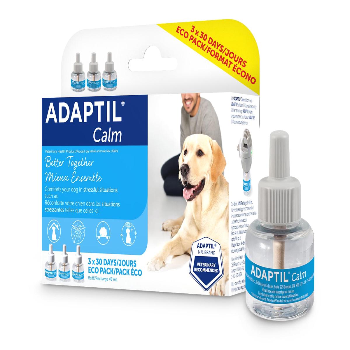 ADAPTIL Refill 3-Pack - Calms & Comforts Dogs at Home, When Home Alone or During Loud Noises & Stressful Events - Use ADAPTIL for Dogs with ADAPTIL Diffusers (90 Day Supply, ADAPTIL Refill