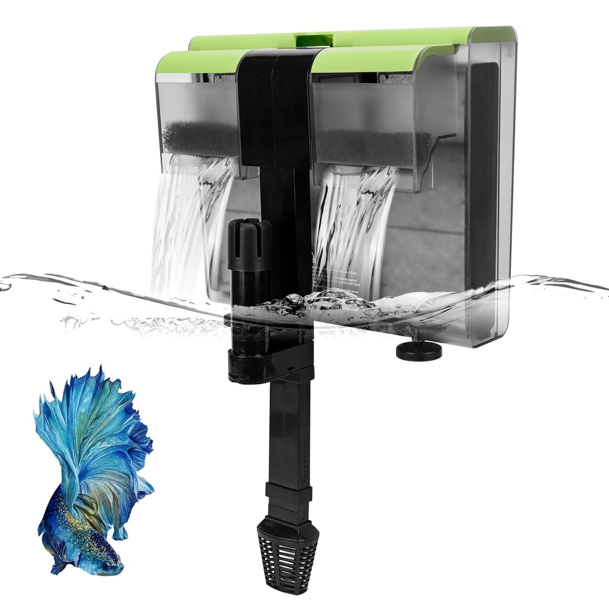 30-50 Gallon Aquariums Power Filter with Surface Skimmer, Lychee External Quiet Fish Tank Filter, Hang on Back Filter, Filtration & Adjustable Water Flow, Dual Waterfall for Increasing Oxy