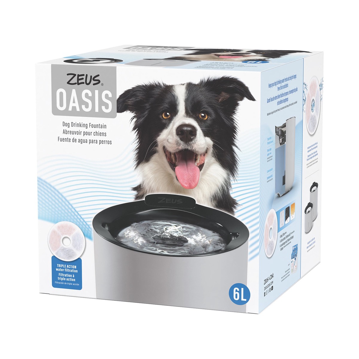 Zeus Oasis Fountain - Light Grey - 6L (200 fl.oz)