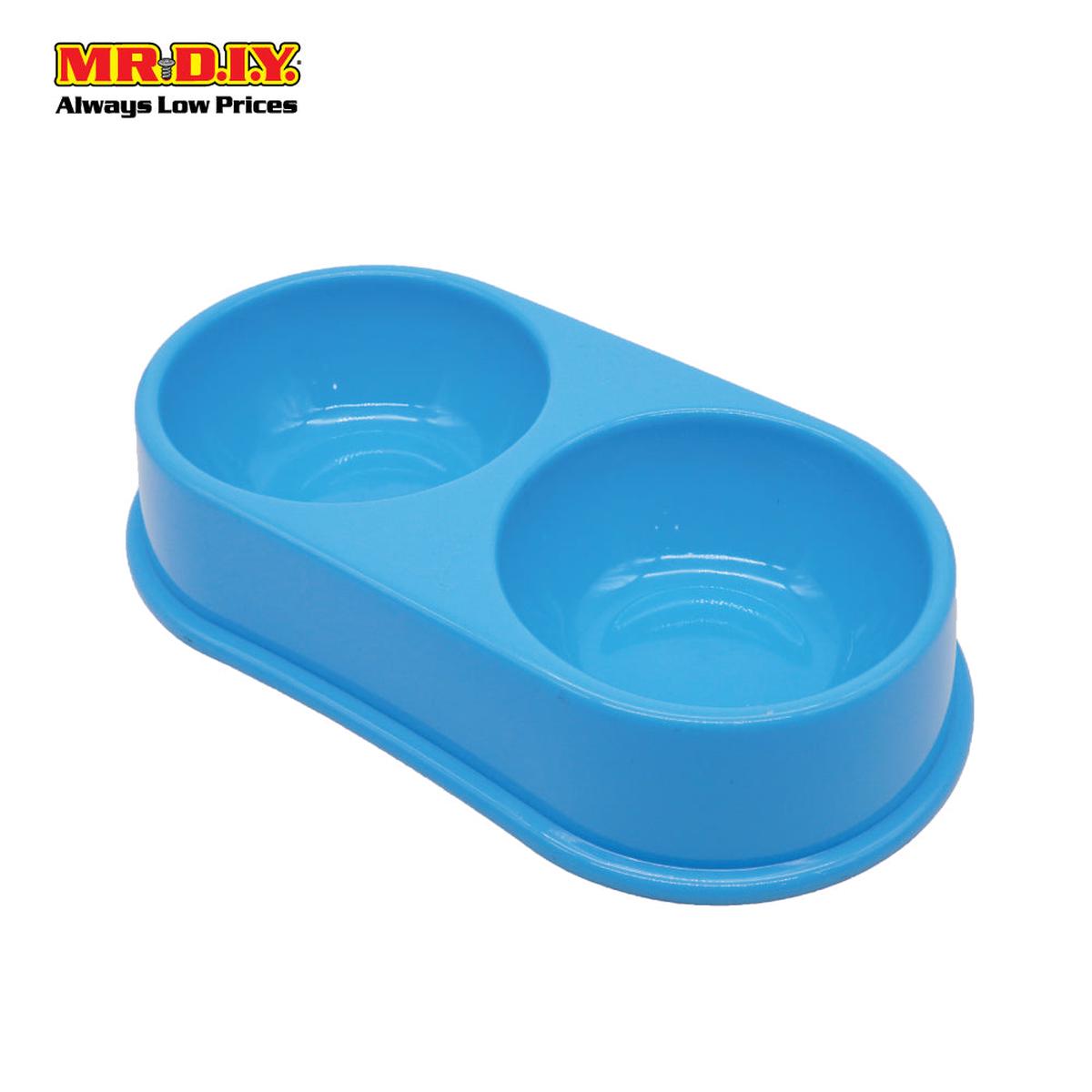 (MrDiy) Plastic Pet Double Bowl Red