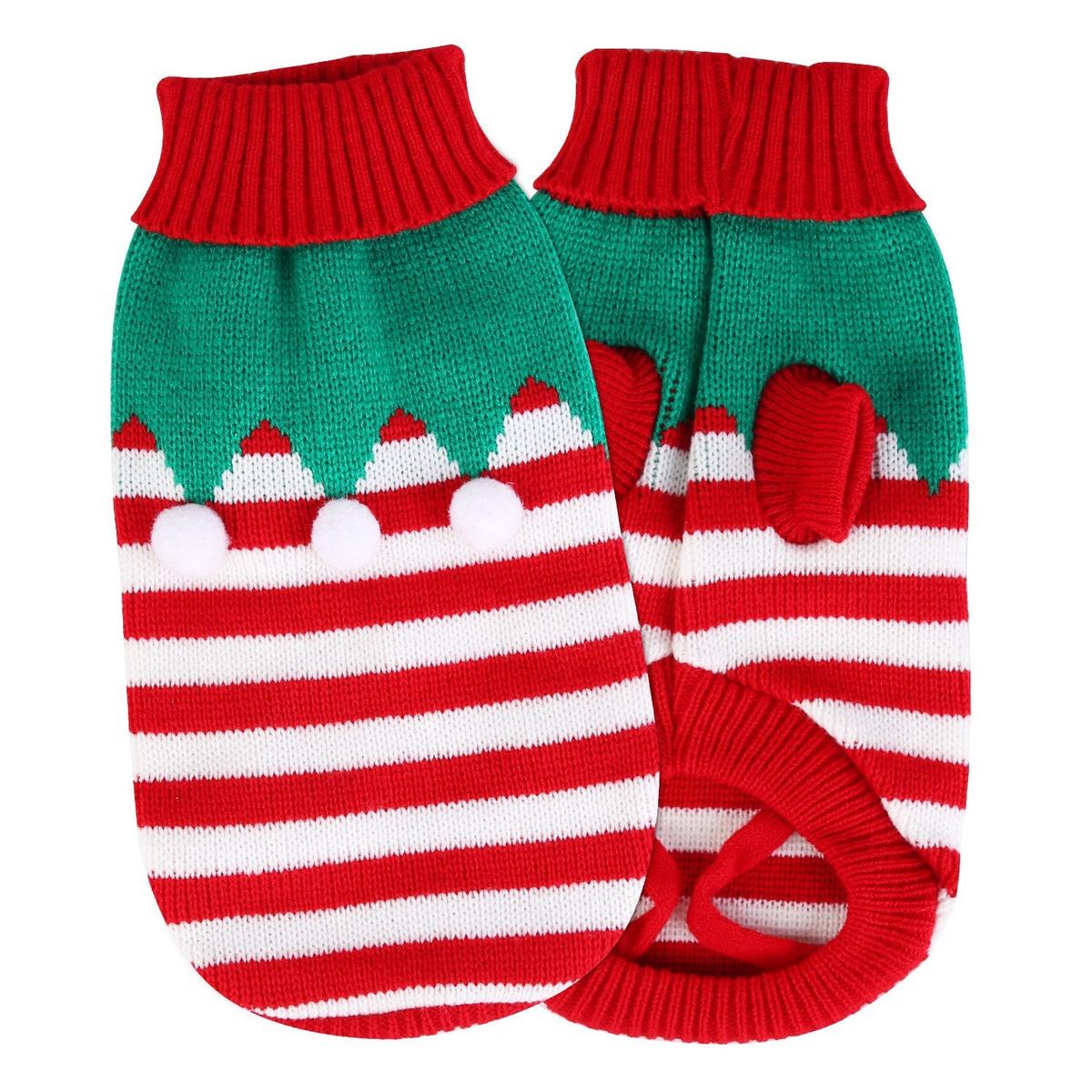2 Patterns 4 Sizes Option-- 1Pc Pet Christmas Turtleneck Sweater Dog Cat Christmas Clothes Snowman Stripes Costume Winter Holiday Sweater For Small Medium Kitten Puppy Cats Dogs - FurballL