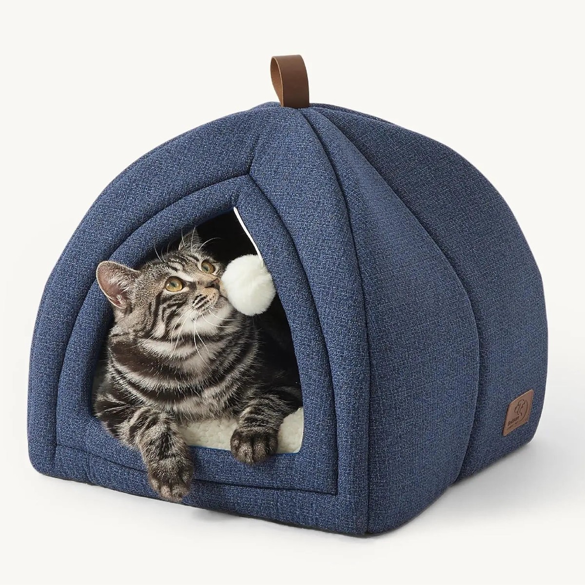 2-in-1 Cat Cave Bed Foldable Indoor Cat Tent with Washable Cushion, Sizes S-L