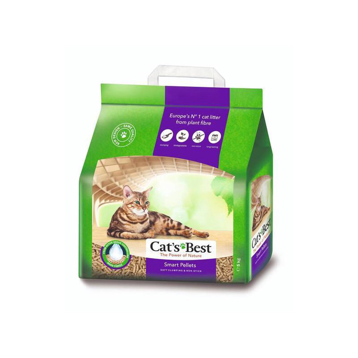 *BUNDLE* Cat's Best Smart Pellets Soft Non-Stick Wood Clumping Cat Litter 40L / 20kg (Nature Gold) (4 x 5kg)